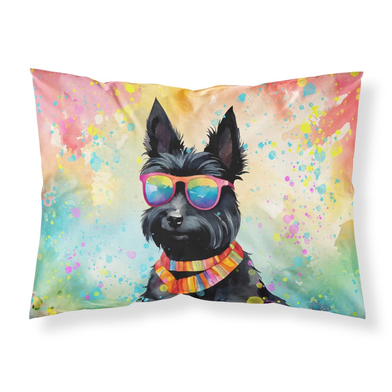 Scottish Terrier Hippie Dawg Standard Pillowcase  Artistic Decorative Front, White Back
