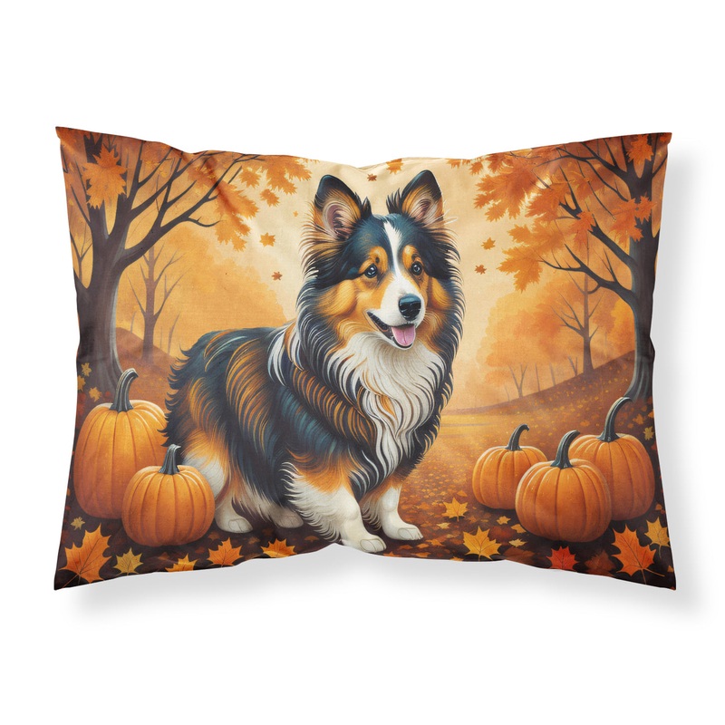 Sheltie Fall Fabric Standard Pillowcase  Artistic Decorative Front, White Back