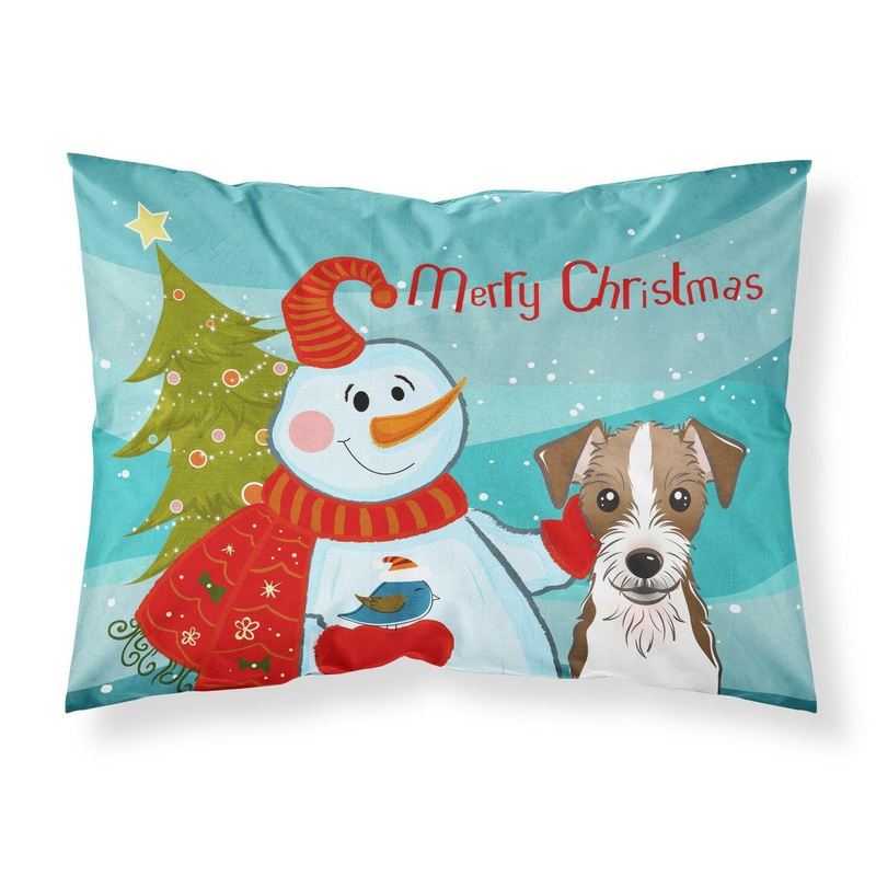 Snowman with Jack Russell Terrier Fabric Standard Pillowcase  Artistic Decorative Front, White Back BB1822PILLOWCASE