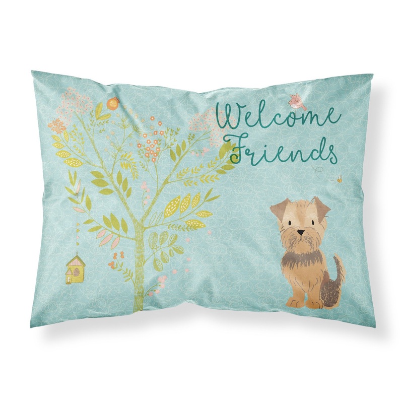 Welcome Friends Yorkie Natural Ears Fabric Standard Pillowcase  Artistic Decorative Front, White Back BB7642PILLOWCASE