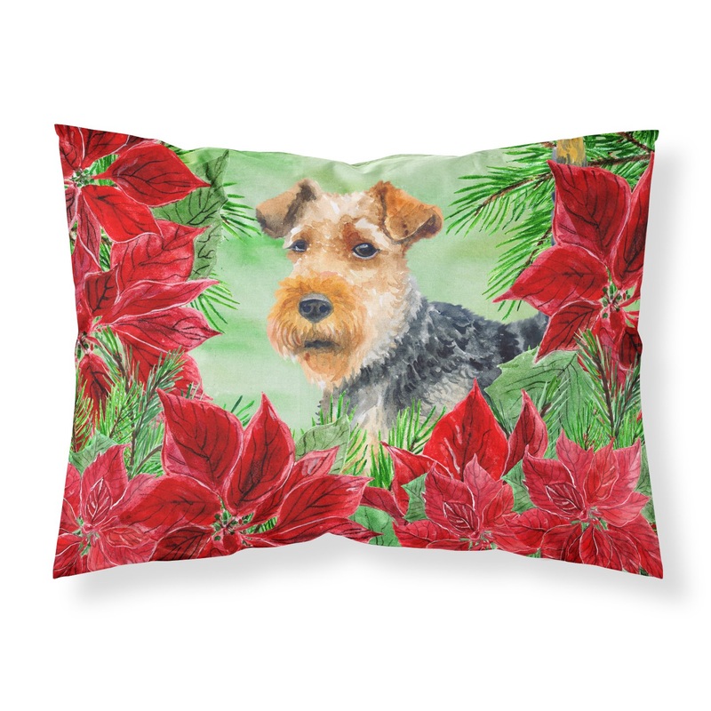 Welsh Terrier Poinsettas  Standard Pillowcase  Artistic Decorative Front, White Back CK1348PILLOWCASE