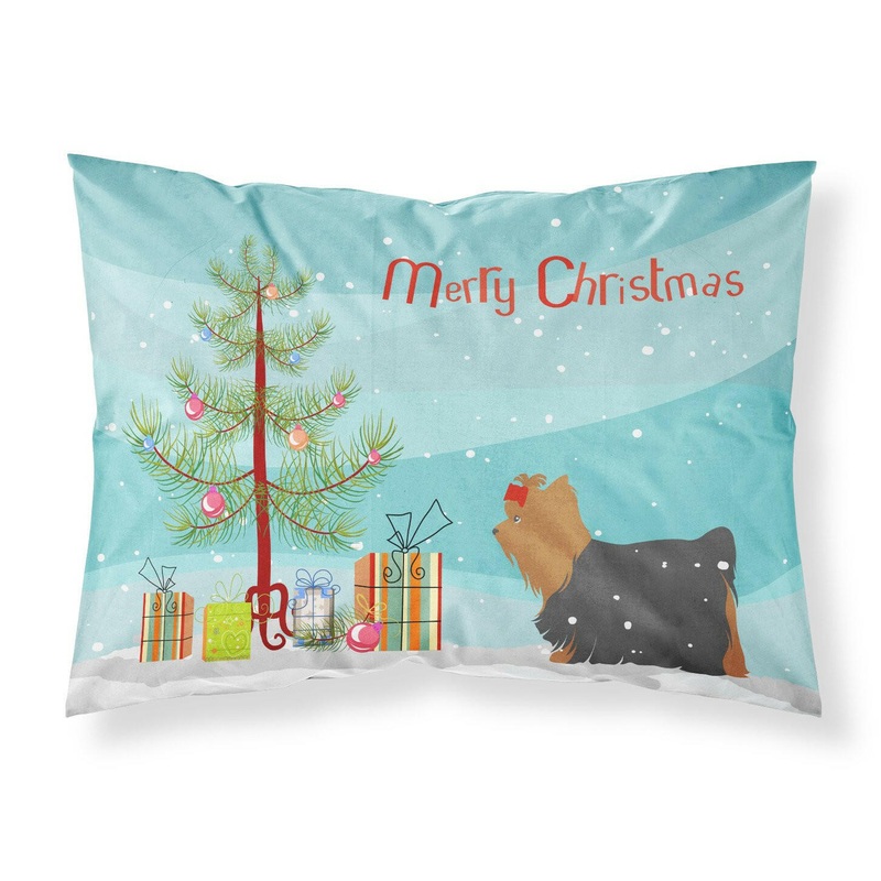 Yorkshire Terrier Yorkie Merry Christmas Tree Fabric Standard Pillowcase  Artistic Decorative Front, White Back BB2952PILLOWCASE