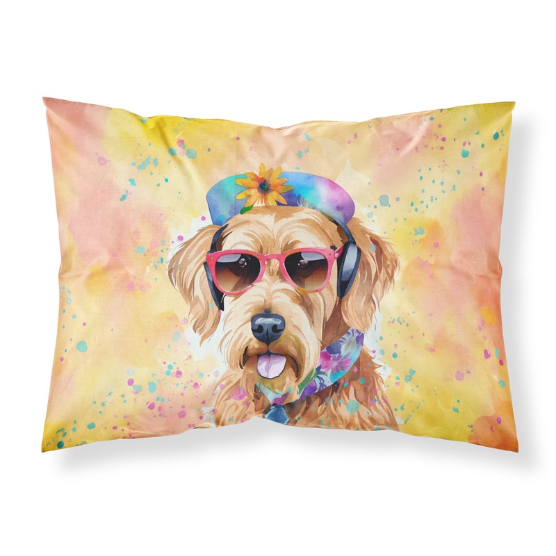 Airedale Terrier Hippie Dawg Standard Pillowcase  Artistic Decorative Front, White Back