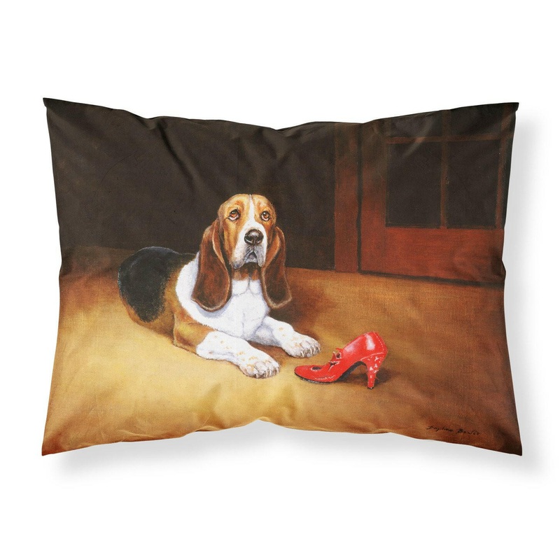 Basset and Shoe Fabric Standard Pillowcase  Artistic Decorative Front, White Back BDBA0372PILLOWCASE