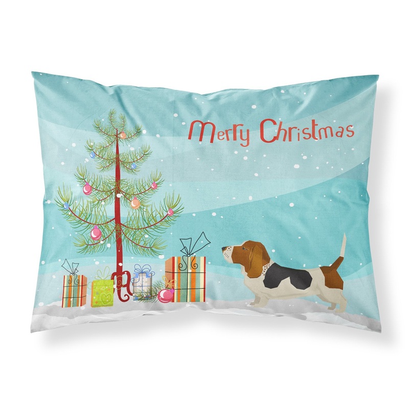 Basset Hound Christmas Tree  Standard Pillowcase  Artistic Decorative Front, White Back CK3518PILLOWCASE