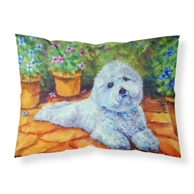 Bichon Frise on the patio Fabric Standard Pillowcase  Artistic Decorative Front, White Back 7346PILLOWCASE
