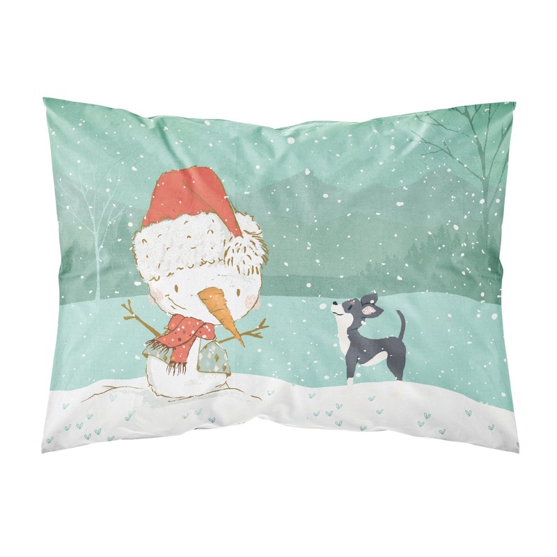 Black Chihuahua Snowman Christmas  Standard Pillowcase  Artistic Decorative Front, White Back CK2080PILLOWCASE