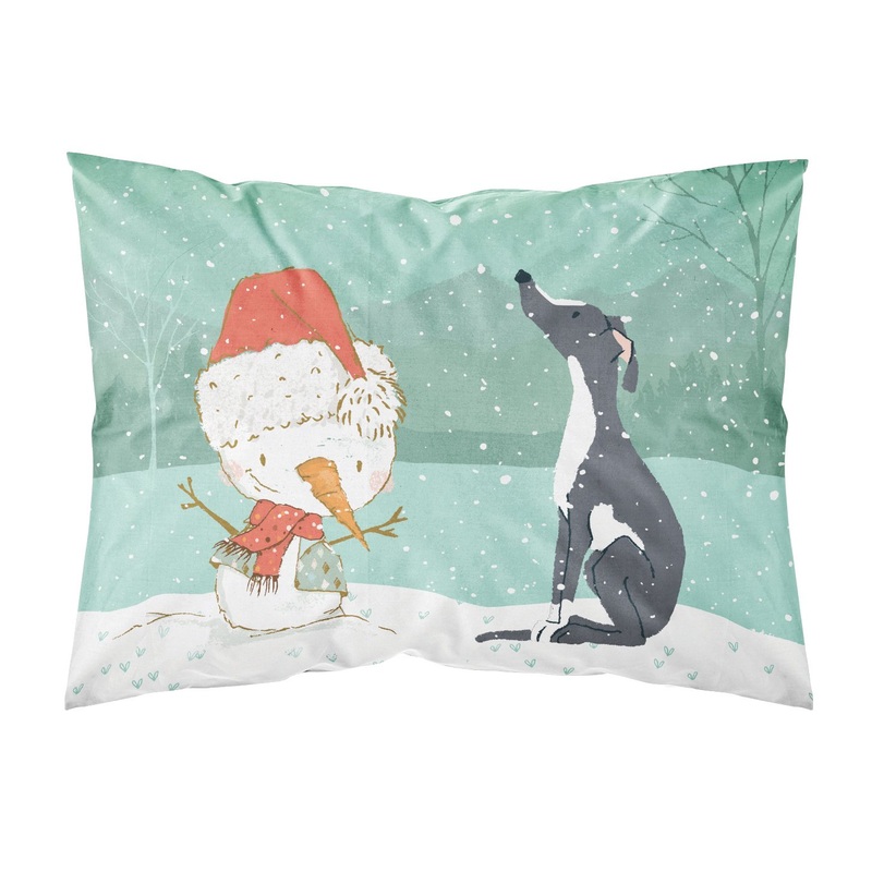 Black Greyhound Snowman Christmas  Standard Pillowcase  Artistic Decorative Front, White Back CK2044PILLOWCASE