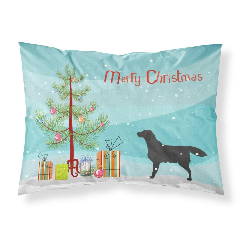 Black Labrador Retriever Merry Christmas Tree Fabric Standard Pillowcase  Artistic Decorative Front, White Back BB2926PILLOWCASE