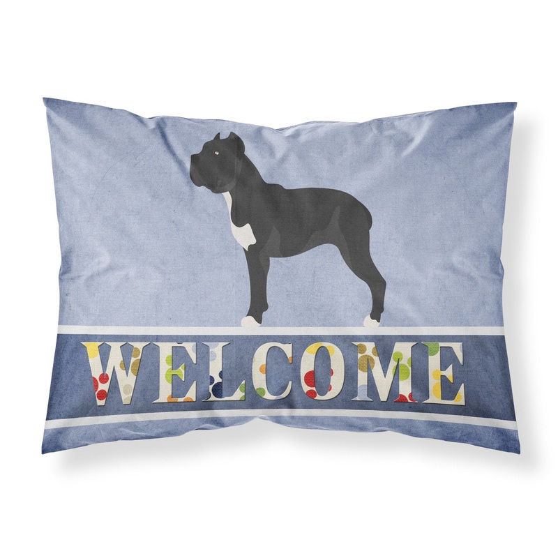 Cane Corso Welcome Fabric Standard Pillowcase  Artistic Decorative Front, White Back BB8345PILLOWCASE