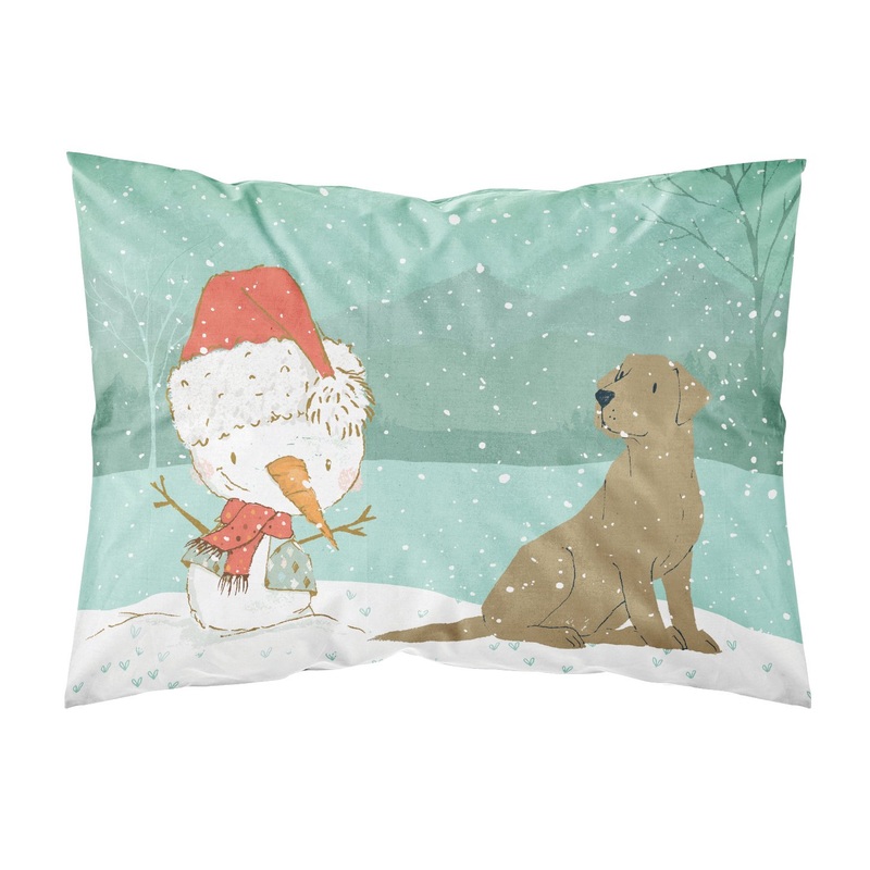 Chocolate Labrador Snowman Christmas  Standard Pillowcase  Artistic Decorative Front, White Back CK2048PILLOWCASE