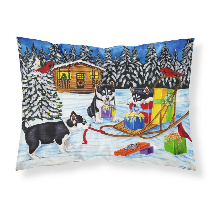 Christmas Mush Siberian Husky Fabric Standard Pillowcase  Artistic Decorative Front, White Back AMB1318PILLOWCASE