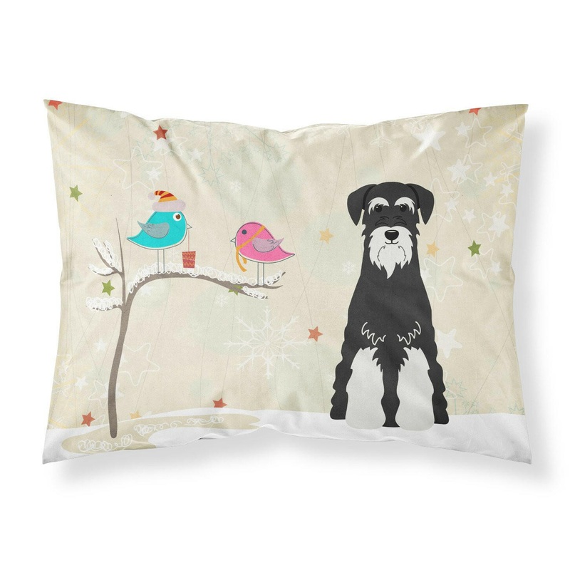 Christmas Presents between Friends Standard Schnauzer Salt and Pepper Fabric Standard Pillowcase  Artistic Decorative Front, White Back BB2505PILLOWCASE