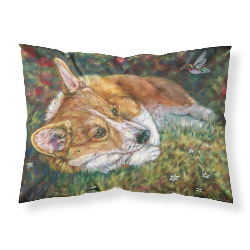 Corgi Pastel Hummingbird Fabric Standard Pillowcase  Artistic Decorative Front, White Back 7326PILLOWCASE