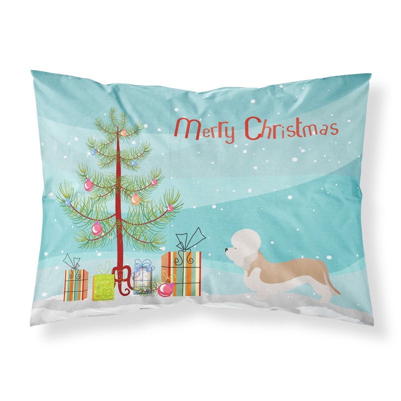 Dandie Dinmont Terrier Christmas Fabric Standard Pillowcase  Artistic Decorative Front, White Back BB8474PILLOWCASE