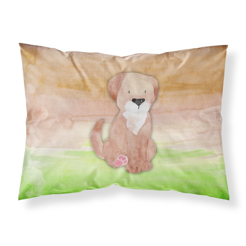 Dog Green and Brown Watercolor Fabric Standard Pillowcase  Artistic Decorative Front, White Back BB7360PILLOWCASE