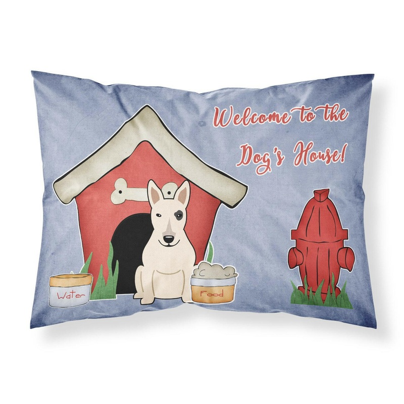 Dog House Collection Bull Terrier White Fabric Standard Pillowcase  Artistic Decorative Front, White Back BB2892PILLOWCASE
