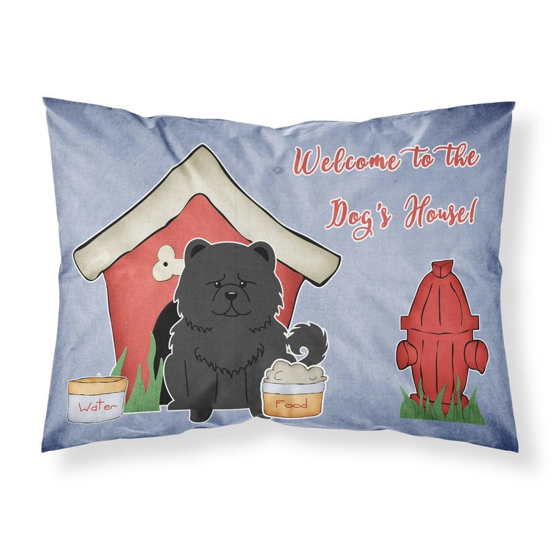 Dog House Collection Chow Chow Black Fabric Standard Pillowcase  Artistic Decorative Front, White Back BB2897PILLOWCASE