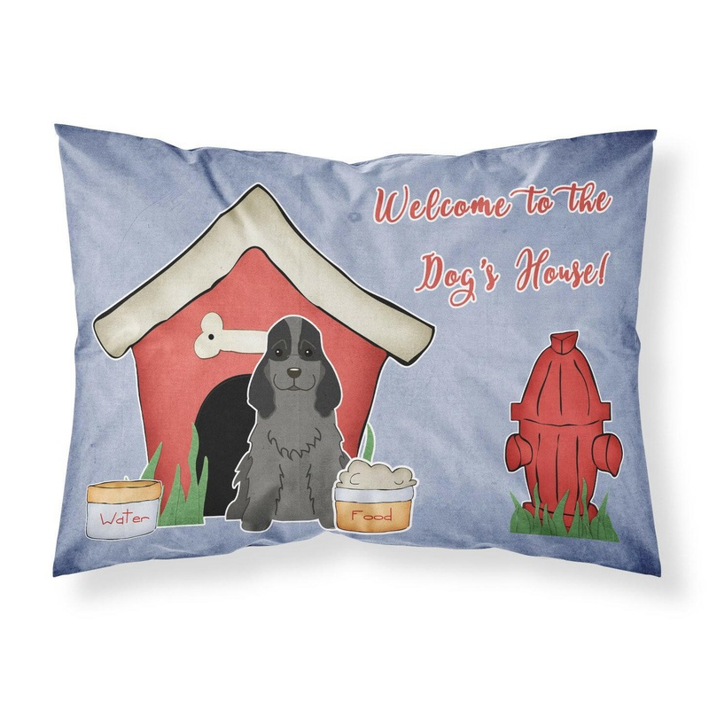 Dog House Collection Cocker Spaniel Black Fabric Standard Pillowcase  Artistic Decorative Front, White Back BB2846PILLOWCASE