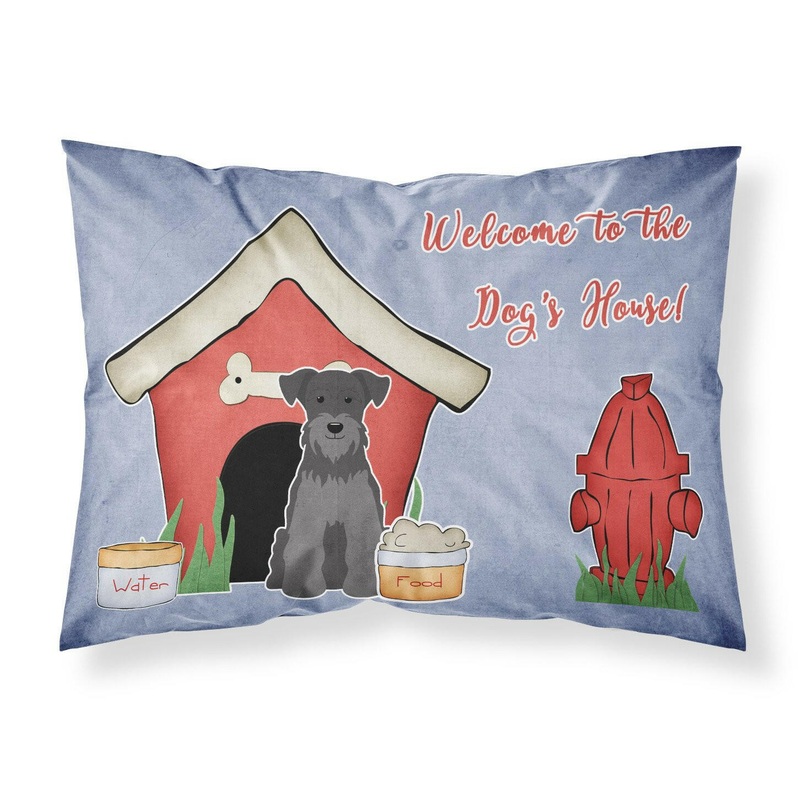 Dog House Collection Miniature Schanuzer Black Fabric Standard Pillowcase  Artistic Decorative Front, White Back BB2805PILLOWCASE