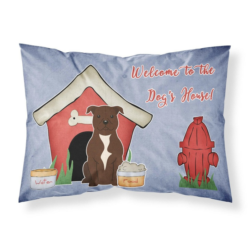 Dog House Collection Staffordshire Bull Terrier Chocolate Fabric Standard Pillowcase  Artistic Decorative Front, White Back BB2802PILLOWCASE