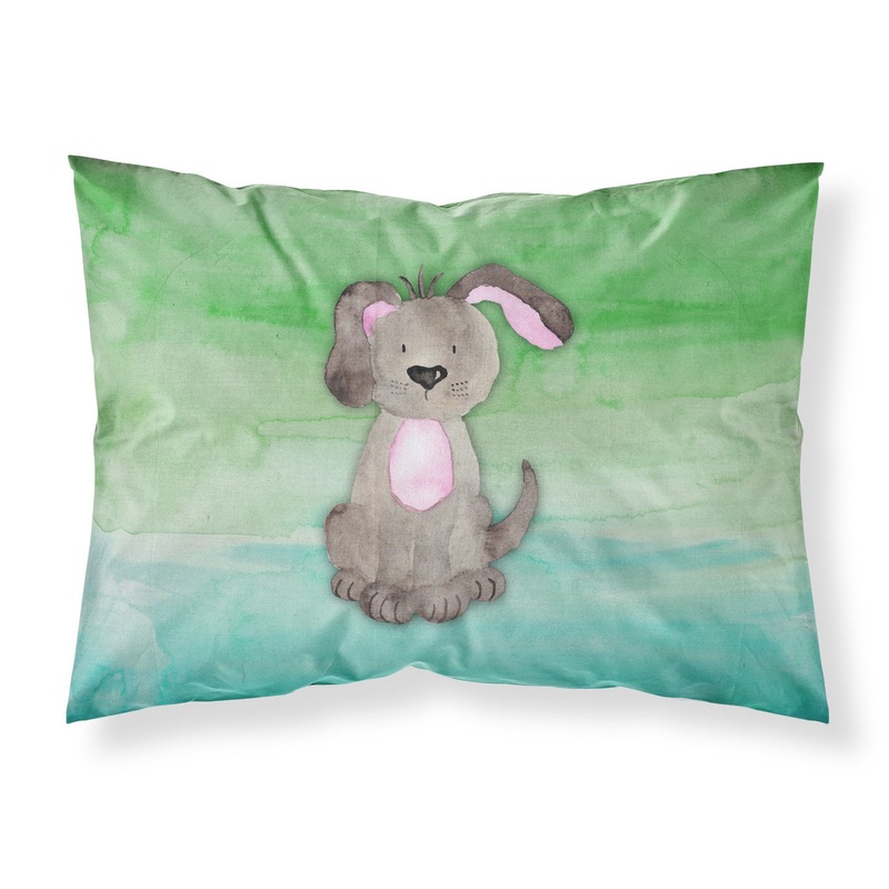 Dog Teal and Green Watercolor Fabric Standard Pillowcase  Artistic Decorative Front, White Back BB7357PILLOWCASE