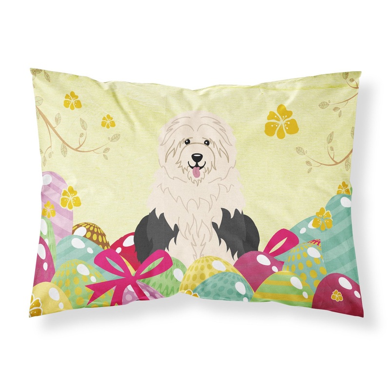Easter Eggs Old English Sheepdog Fabric Standard Pillowcase  Artistic Decorative Front, White Back BB6096PILLOWCASE