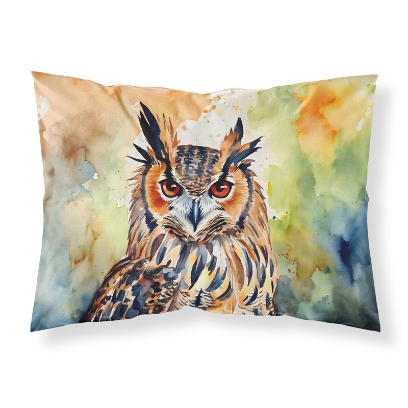 Eurasian Eagle Owl Standard Pillowcase  Artistic Decorative Front, White Back