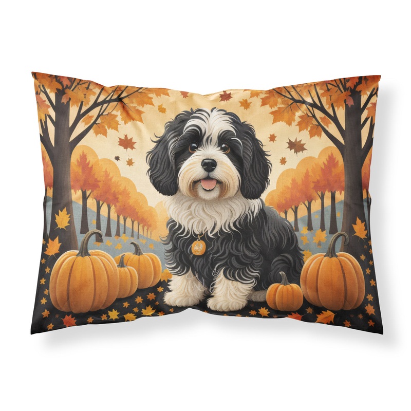 Havanese Fall Fabric Standard Pillowcase  Artistic Decorative Front, White Back