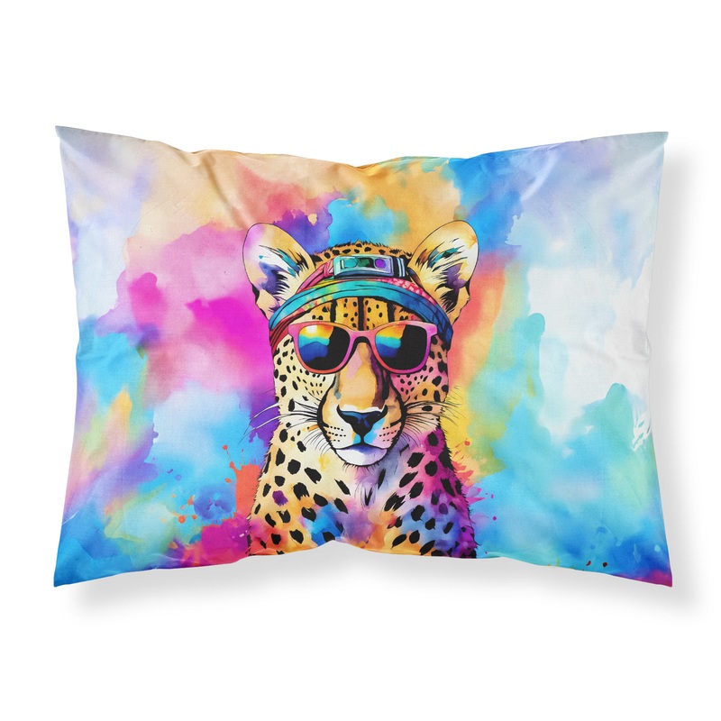 Hippie Animal Cheetah Standard Pillowcase  Artistic Decorative Front, White Back