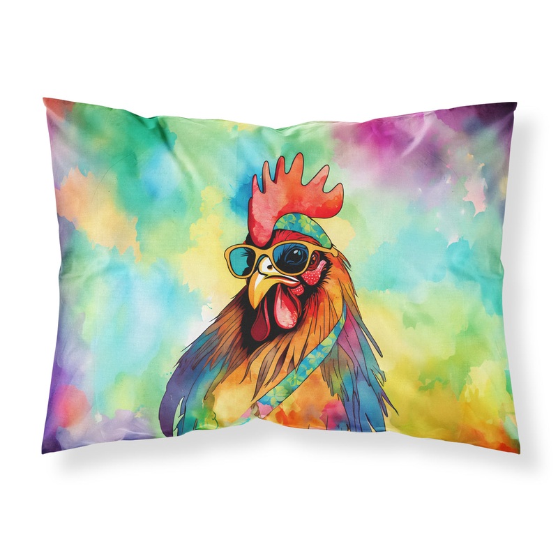 Hippie Animal Rooster Standard Pillowcase  Artistic Decorative Front, White Back