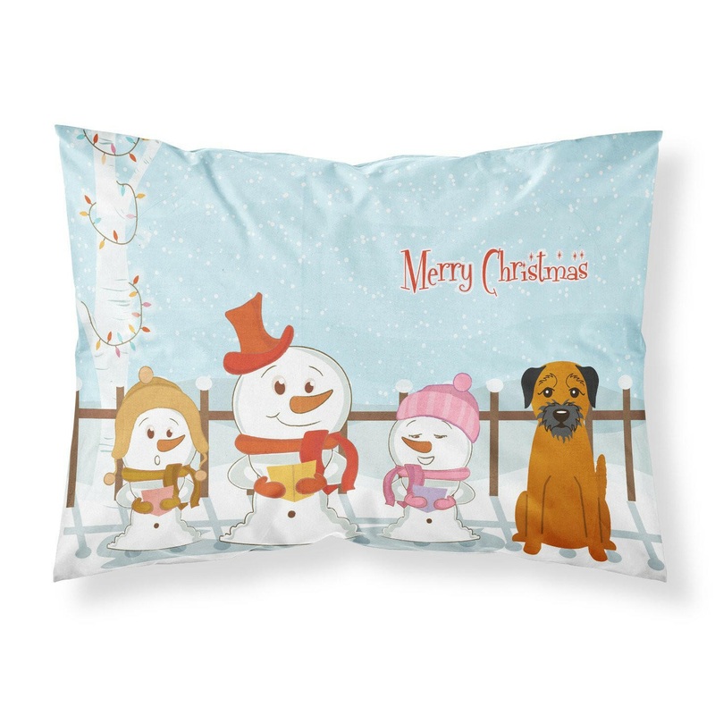 Merry Christmas Carolers Border Terrier Fabric Standard Pillowcase  Artistic Decorative Front, White Back BB2370PILLOWCASE