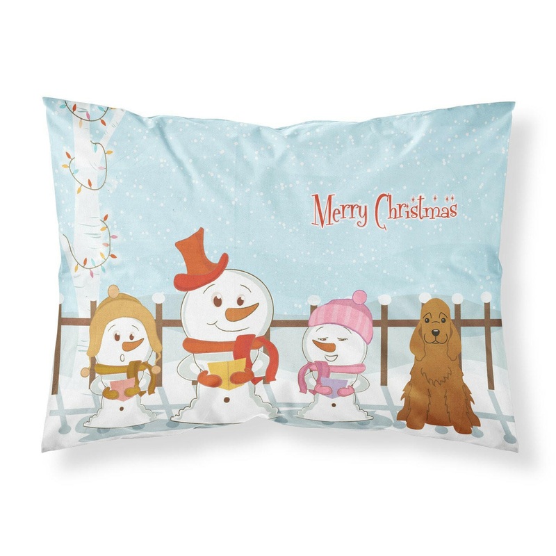 Merry Christmas Carolers Cocker Spaniel Red Fabric Standard Pillowcase  Artistic Decorative Front, White Back BB2426PILLOWCASE