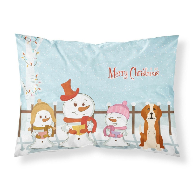 Merry Christmas Carolers English Foxhound Fabric Standard Pillowcase  Artistic Decorative Front, White Back BB2441PILLOWCASE