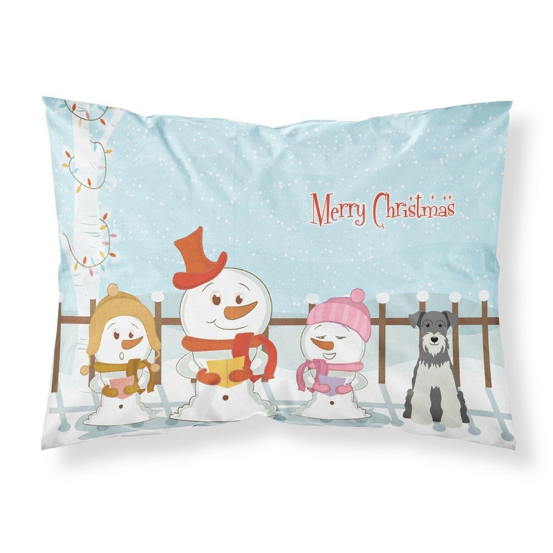 Merry Christmas Carolers Miniature Schanuzer Salt and Pepper Fabric Standard Pillowcase  Artistic Decorative Front, White Back BB2385PILLOWCASE