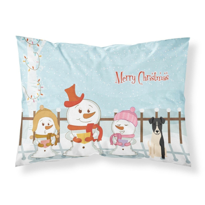Merry Christmas Carolers Smooth Fox Terrier Fabric Standard Pillowcase  Artistic Decorative Front, White Back BB2429PILLOWCASE