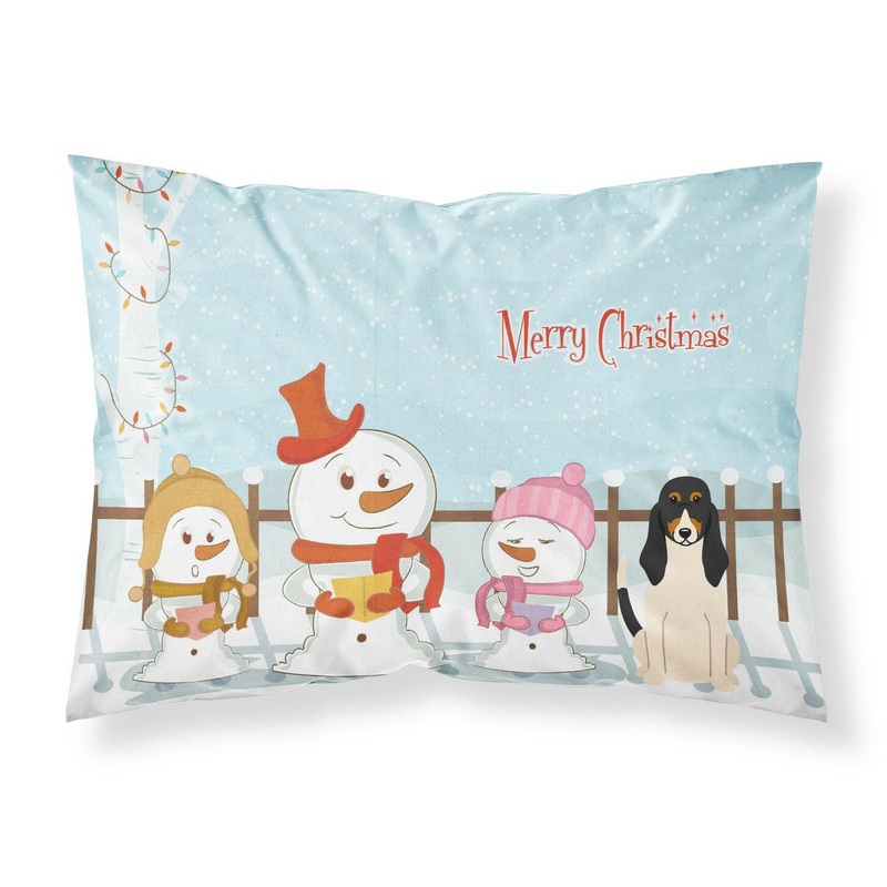 Merry Christmas Carolers Swiss Hound Fabric Standard Pillowcase  Artistic Decorative Front, White Back BB2375PILLOWCASE