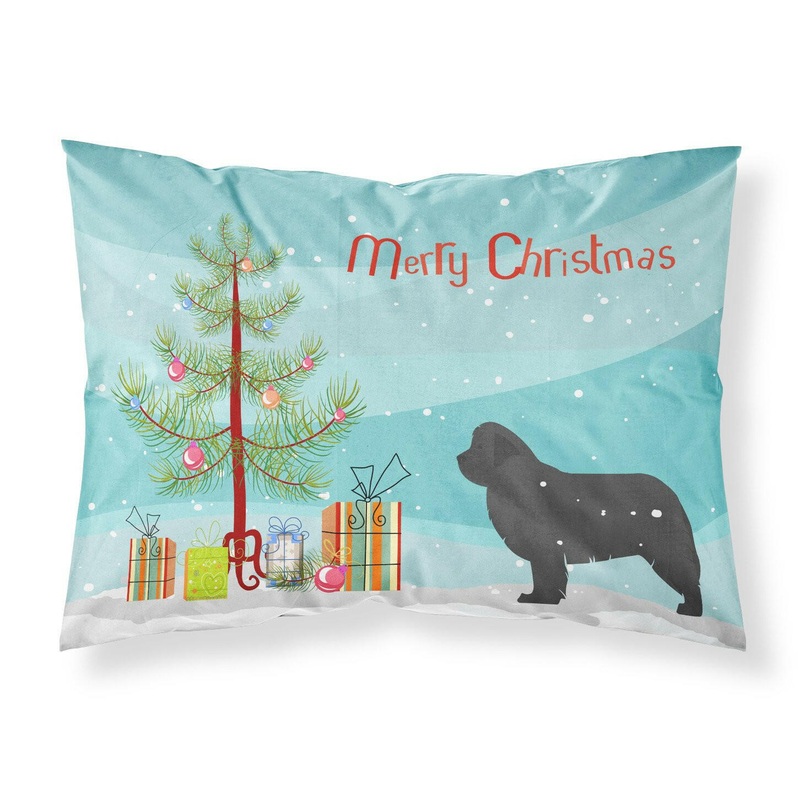 Newfoundland Merry Christmas Tree Fabric Standard Pillowcase  Artistic Decorative Front, White Back BB2982PILLOWCASE