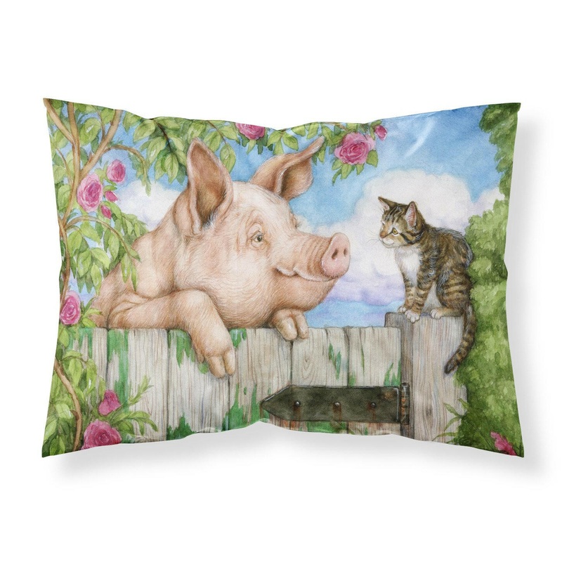 Pig at the Gate with the Cat Fabric Standard Pillowcase  Artistic Decorative Front, White Back CDCO0349PILLOWCASE