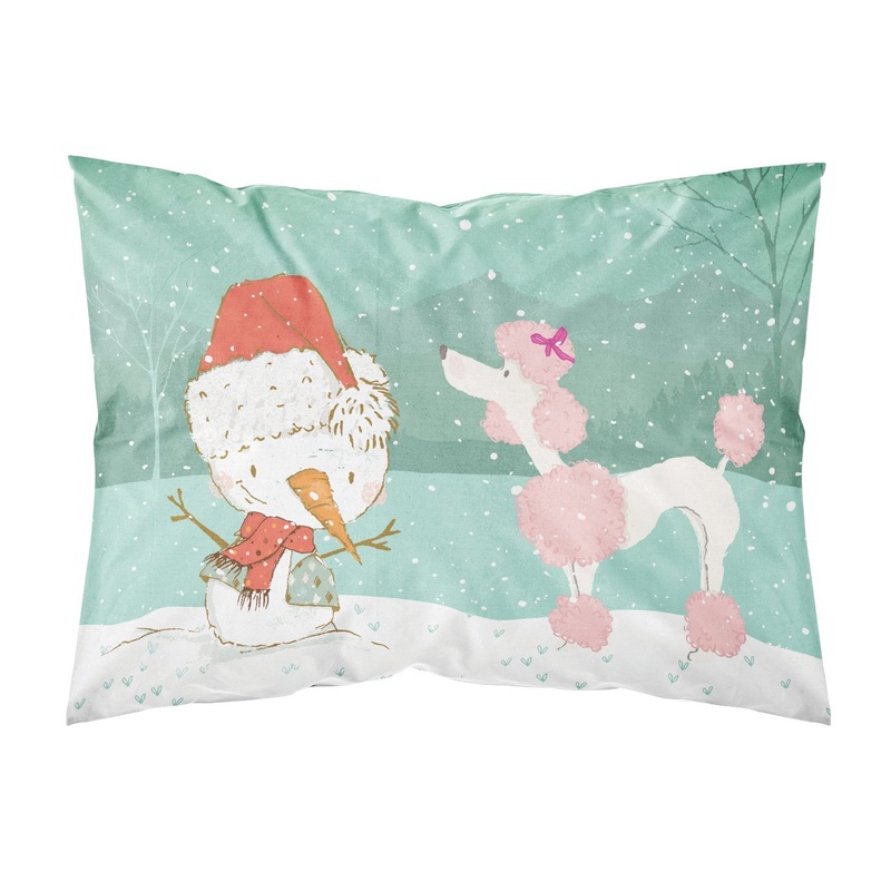 Pink Poodle Snowman Christmas  Standard Pillowcase  Artistic Decorative Front, White Back CK2066PILLOWCASE
