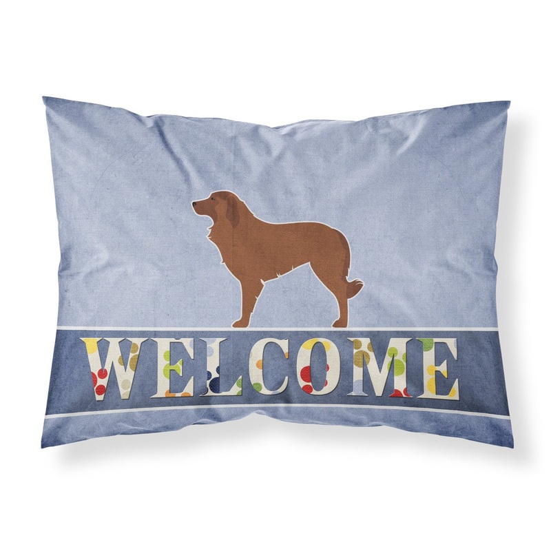 Portuguese Sheepdog Dog Welcome Fabric Standard Pillowcase  Artistic Decorative Front, White Back BB5535PILLOWCASE