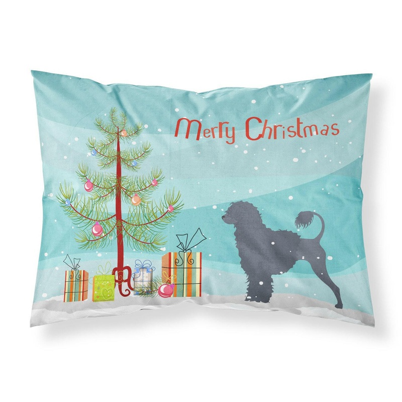 Portuguese Water Dog Merry Christmas Tree Fabric Standard Pillowcase  Artistic Decorative Front, White Back BB2986PILLOWCASE