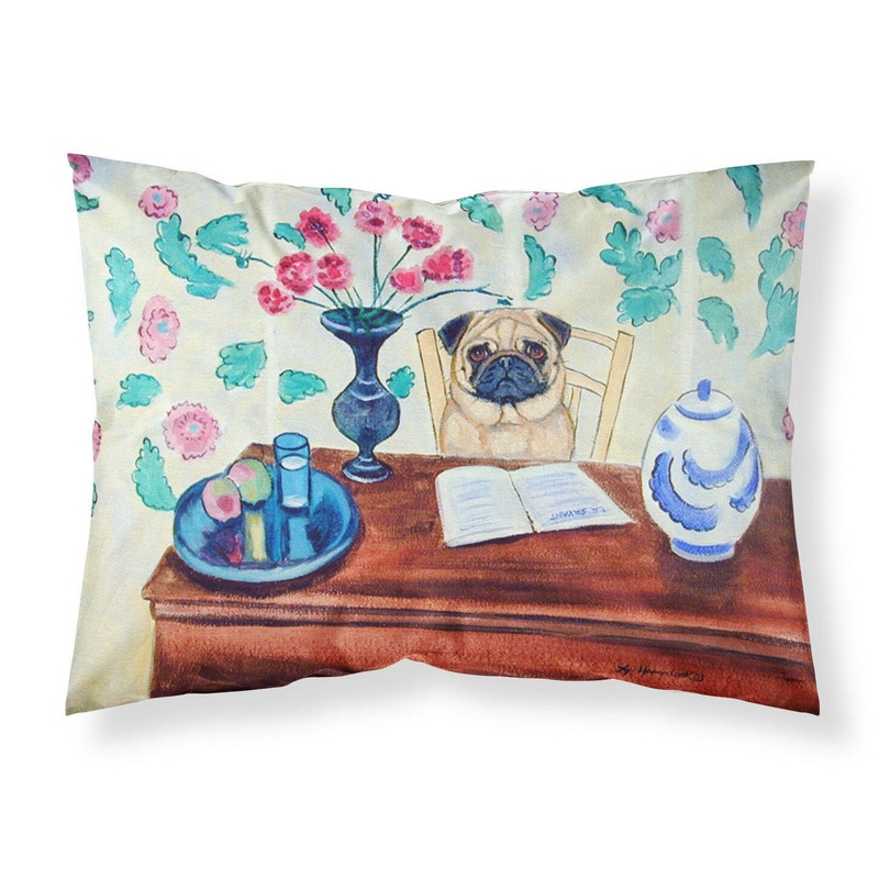 Pug Standard Pillowcases  Artistic Decorative Front, Crisp White Back