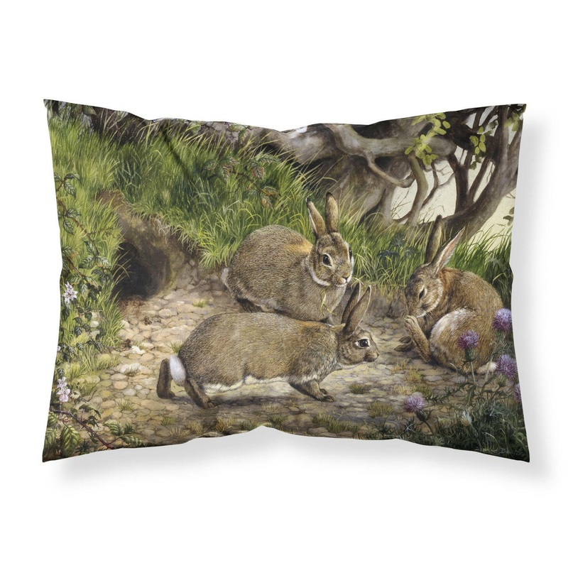 Rabbits and the Rabbit Hole Fabric Standard Pillowcase  Artistic Decorative Front, White Back BDBA0136PILLOWCASE