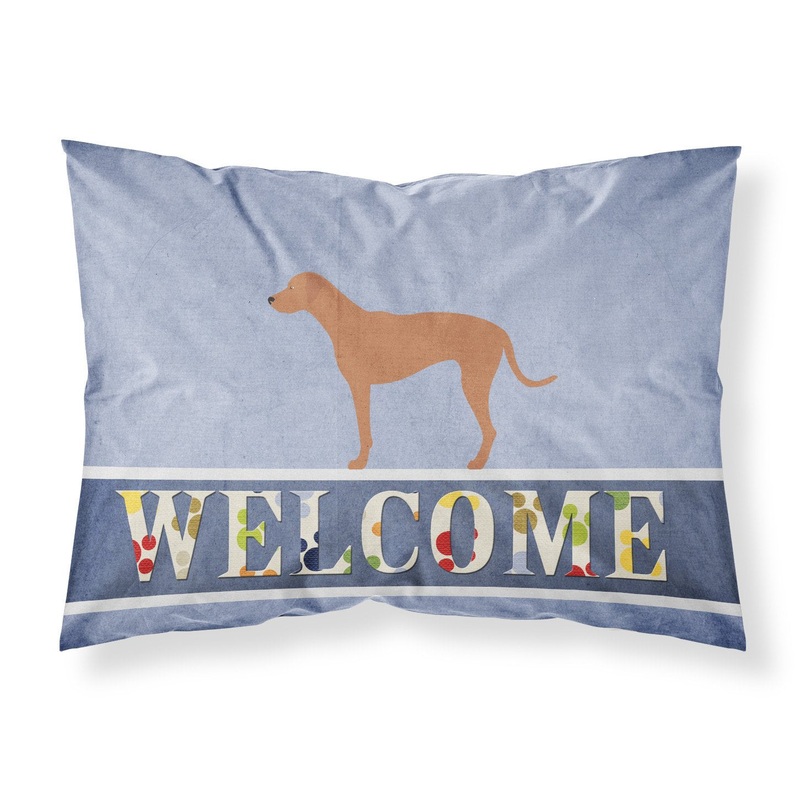 Rhodesian Ridgeback Welcome Fabric Standard Pillowcase  Artistic Decorative Front, White Back BB8277PILLOWCASE