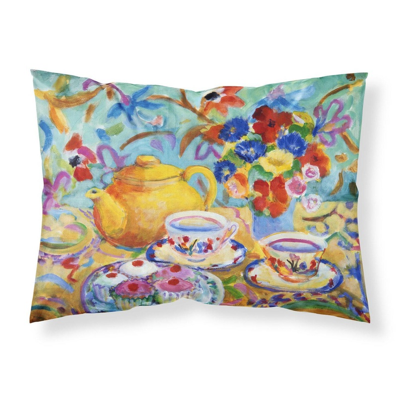 Teal Tea by Wendy Hoile Fabric Standard Pillowcase  Artistic Decorative Front, White Back HWH0011PILLOWCASE