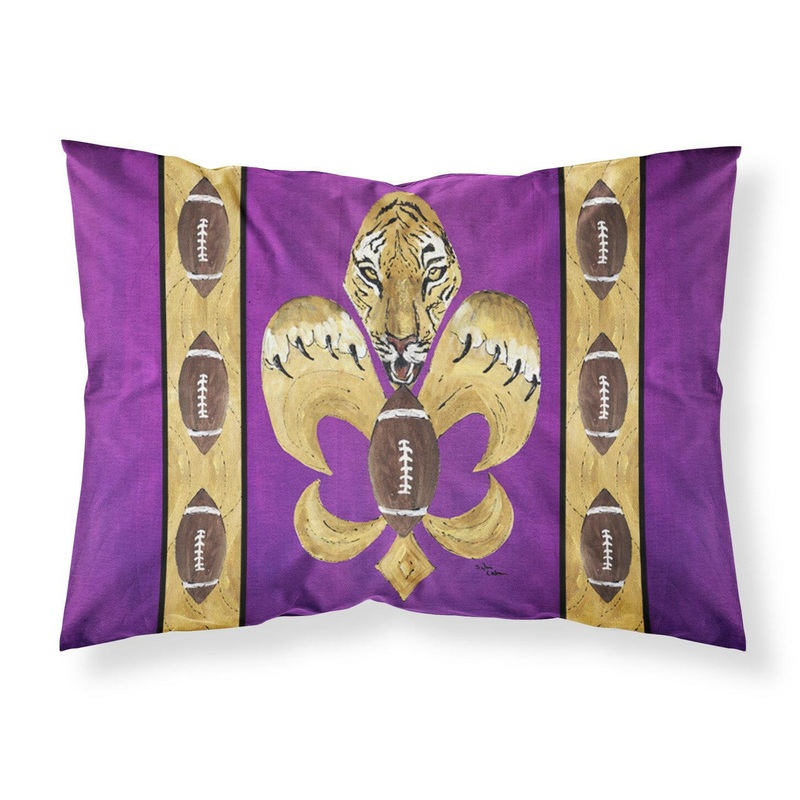 Tiger Football Fleur de lis Standard Pillowcases  Artistic Decorative Front, Crisp White Back
