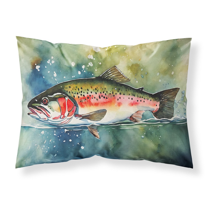Trout Standard Pillowcase  Artistic Decorative Front, White Back