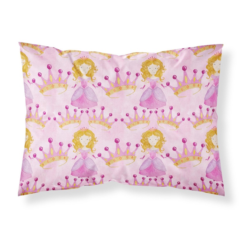 Watercolor Princess and Crown Fabric Standard Pillowcase  Artistic Decorative Front, White Back BB7551PILLOWCASE