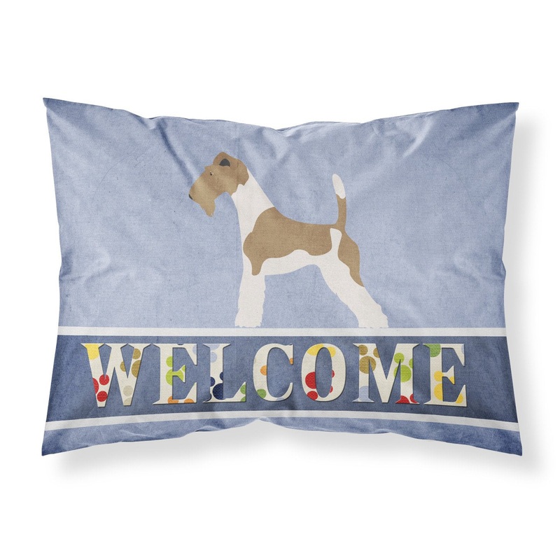 Wire Fox Terrier Welcome Fabric Standard Pillowcase  Artistic Decorative Front, White Back BB8284PILLOWCASE